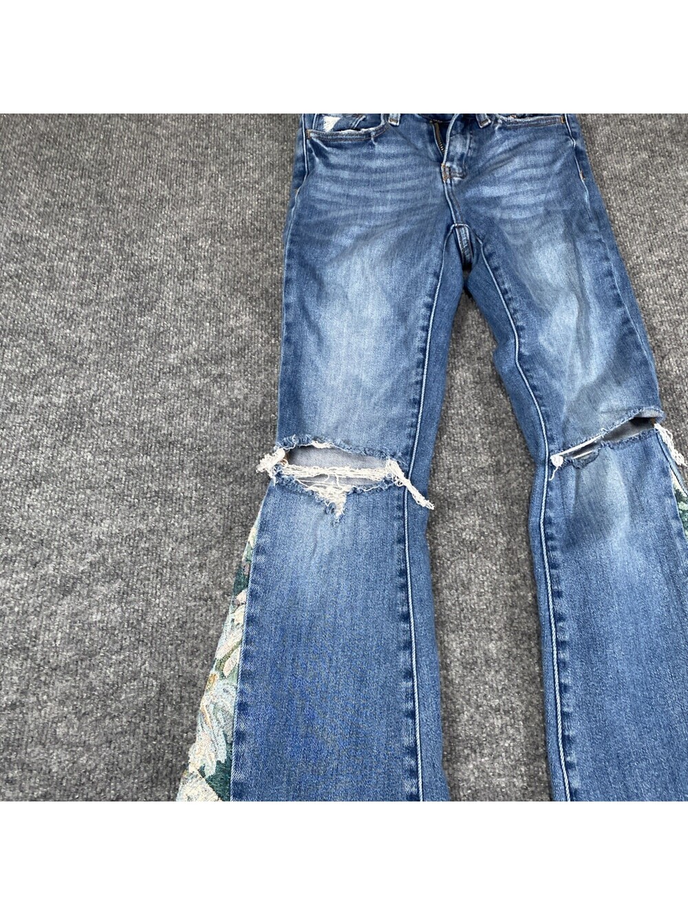 Vervet Los Angeles Wide Leg Distressed Jeans Floral Sz 25 Grandma Chic Grunge AG - Picture 7 of 16